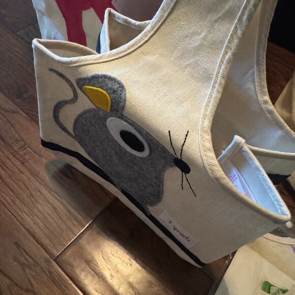 3 Sprouts Canvas Storage Bins Laundry Toy Basket Kids rooms monkey elephant owl - Picture 6 of 8